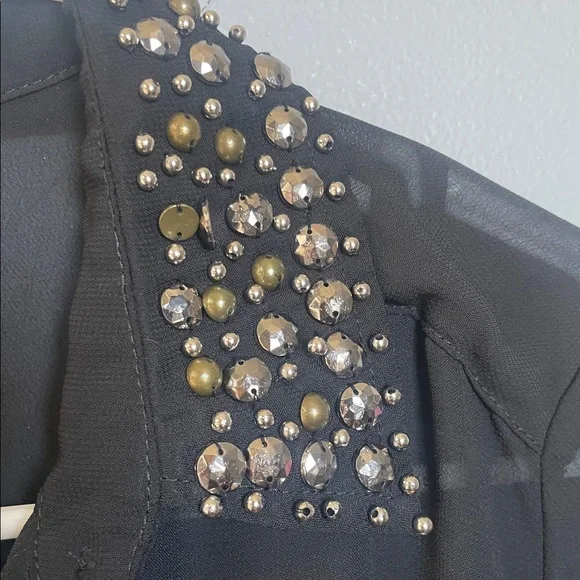 Lily Rose size small black sheer shirt dress with accented collar dark academia - Picture 6 of 12